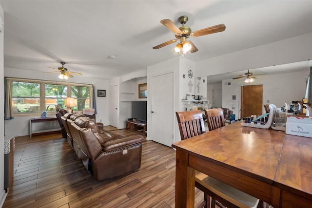 201 Sunset Dr, Fairfield, TX 75840 - dining room with ceiling fan and wood finished floors