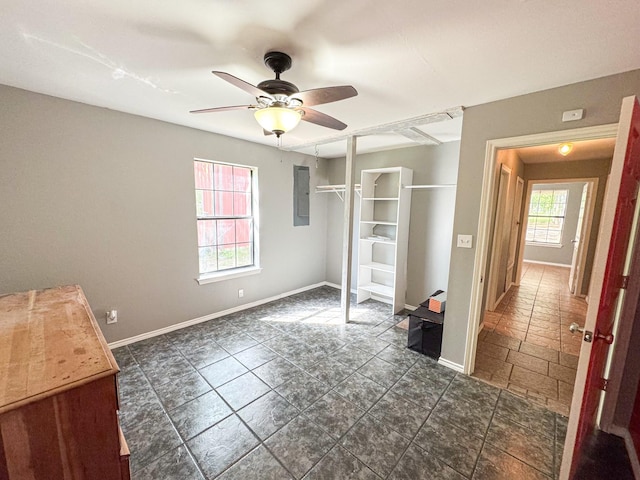 3836 Farm Road 196 N, Paris, TX 75462 - unfurnished bedroom with electric panel, baseboards, and a ceiling fan