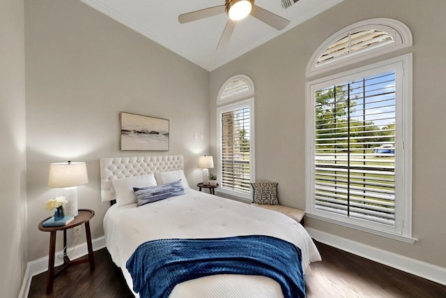 3001 Pecan Grove Ln, Celina, TX 75078 - bedroom with ornamental molding, baseboards, wood finished floors, and a ceiling fan