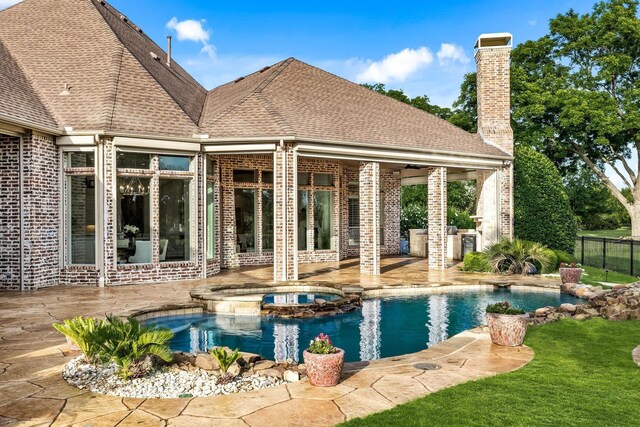 3001 Pecan Grove Ln, Celina, TX 75078 - view of pool with a patio area, fence, and a pool with connected hot tub