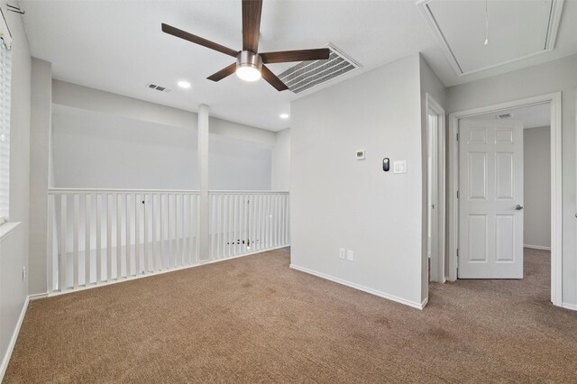 2763 Beverly Dr, Rockwall, TX 75032 - carpeted empty room with attic access, a ceiling fan, baseboards, and recessed lighting