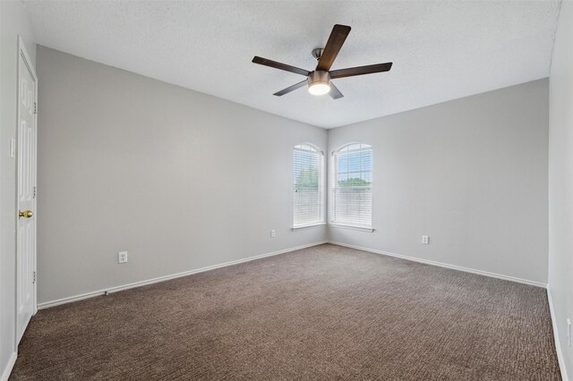 2763 Beverly Dr, Rockwall, TX 75032 - spare room featuring ceiling fan, carpet floors, baseboards, and a textured ceiling