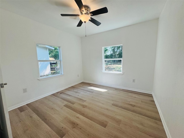 2719 S 27th, Waco, TX 76706 - spare room featuring plenty of natural light, light wood-style flooring, a ceiling fan, and baseboards