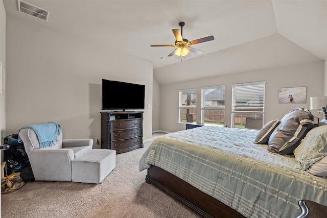 2725 Buffalo Run, Burleson, TX 76028 - bedroom featuring carpet flooring, vaulted ceiling, and ceiling fan