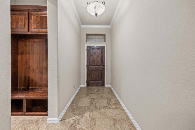 2725 Buffalo Run, Burleson, TX 76028 - entryway with baseboards and crown molding
