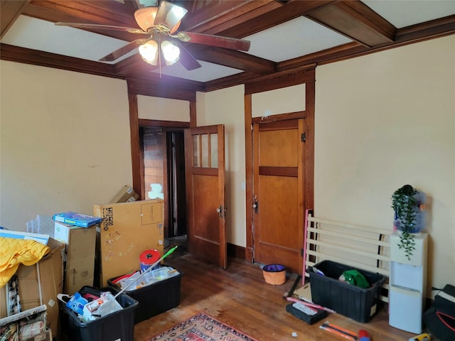 1208 W Broadway, Clarksville, TX 75426 - bedroom with wood finished floors and ceiling fan