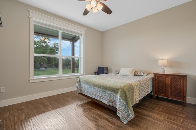 5050 Helton Rd, Justin, TX 76247 - bedroom with dark wood finished floors and a ceiling fan