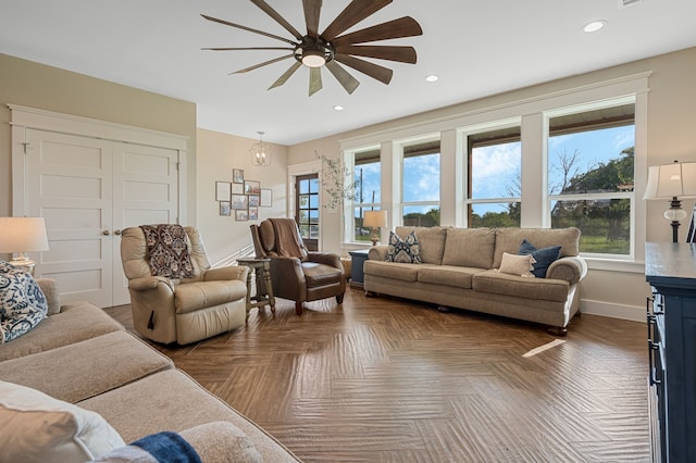 5050 Helton Rd, Justin, TX 76247 - living area featuring ceiling fan and recessed lighting