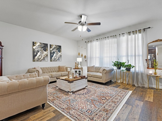 1111 Burlingame Dr, Cleburne, TX 76033 - living area featuring a ceiling fan and hardwood / wood-style flooring