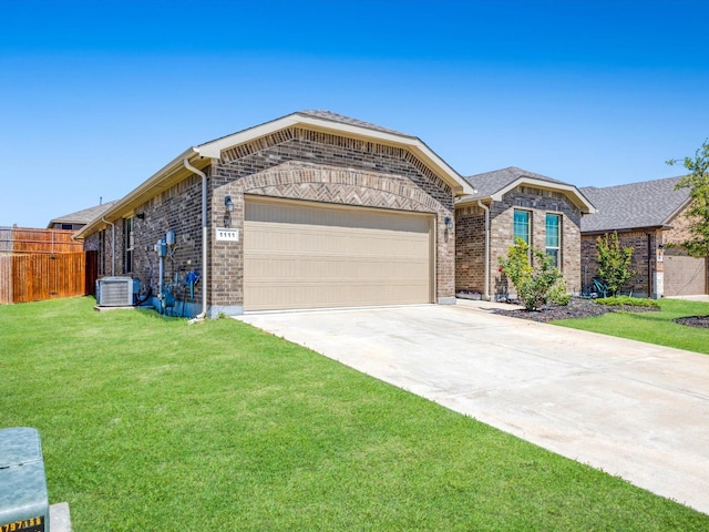 1111 Burlingame Dr, Cleburne, TX 76033 - ranch-style home with brick siding, a garage, driveway, and cooling unit