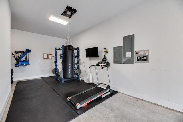 2218 Somercrest Pl, Midlothian, TX 76065 - workout room with electric panel and baseboards