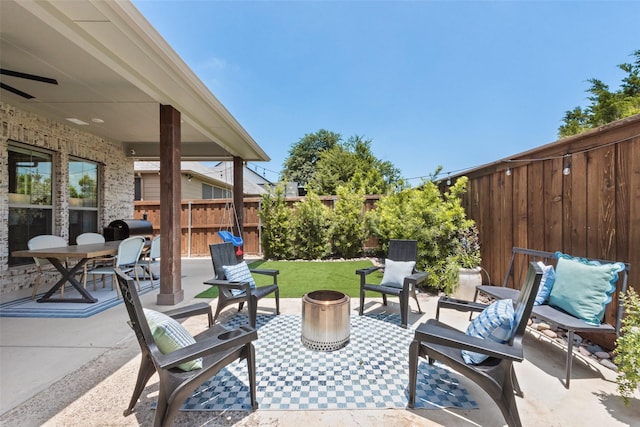 2218 Somercrest Pl, Midlothian, TX 76065 - fenced backyard with a patio area and a grill