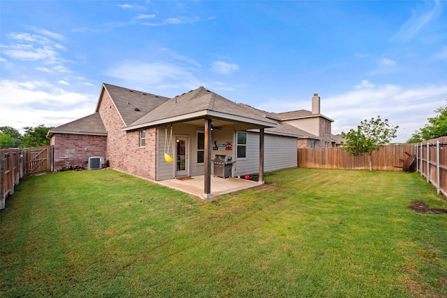 1461 Lakeview Dr, Pelican Bay, TX 76020 - rear view of property featuring cooling unit, a patio, a chimney, brick siding, and a shingled roof