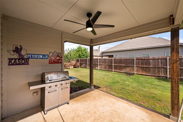 1461 Lakeview Dr, Pelican Bay, TX 76020 - view of patio with a ceiling fan and area for grilling