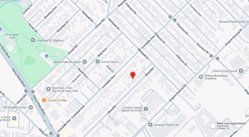 2207 Shea Rd, Dallas, TX 75235 - map of property with streets / nearby areas