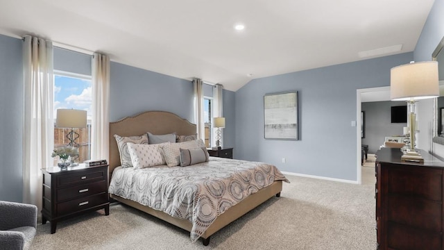 4109 Azam Ln, Fort Worth, TX 76036 - bedroom featuring multiple windows, light colored carpet, baseboards, and vaulted ceiling