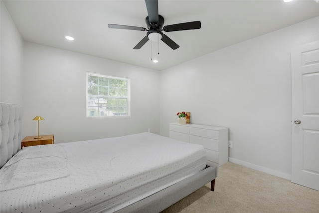 3030 Utah Ave, Dallas, TX 75216 - bedroom featuring recessed lighting, light carpet, and ceiling fan