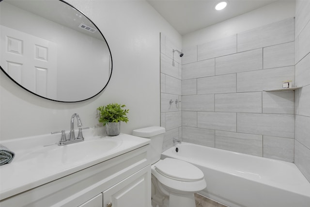 3030 Utah Ave, Dallas, TX 75216 - full bathroom with toilet, vanity, shower / bathtub combination, and recessed lighting