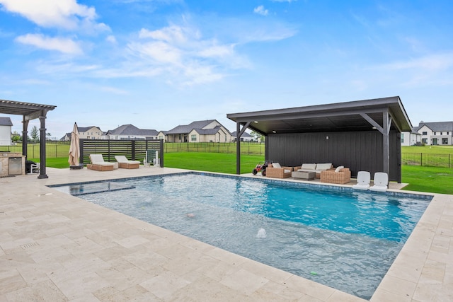 1914 Mann Pkwy, Celina, TX 75009 - view of pool with an outdoor living space, a patio, a pergola, and a residential view