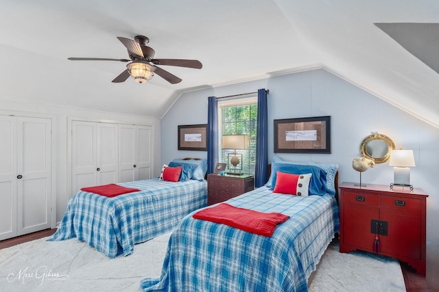 6030 Arden St, Shreveport, LA 71106 - bedroom with lofted ceiling and ceiling fan