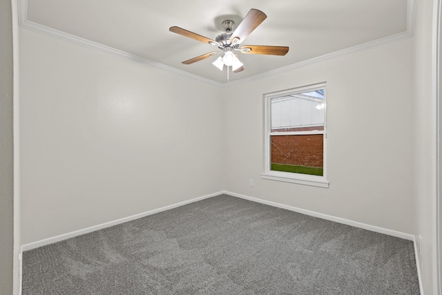 2909 Conejos Dr, Fort Worth, TX 76116 - carpeted spare room featuring crown molding, baseboards, and ceiling fan