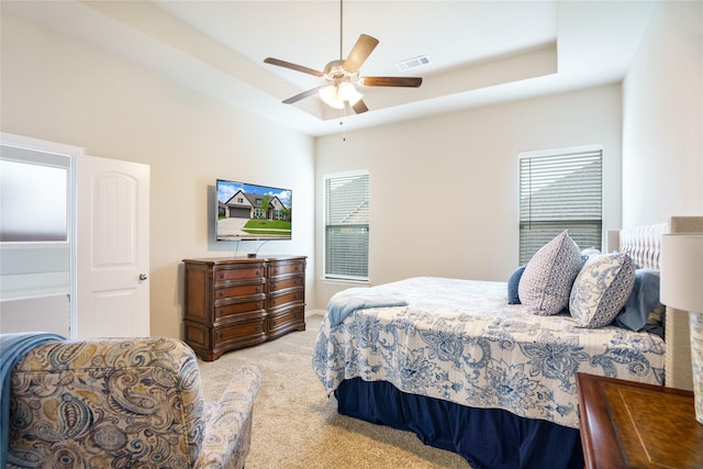 3224 Greymoore Dr, Anna, TX 75409 - carpeted bedroom with ceiling fan and a raised ceiling
