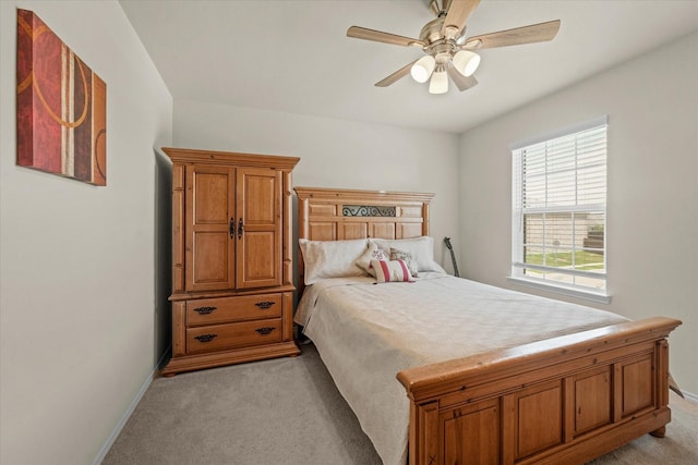 1145 Vernon Dr, Aubrey, TX 76227 - bedroom with light colored carpet, baseboards, and ceiling fan