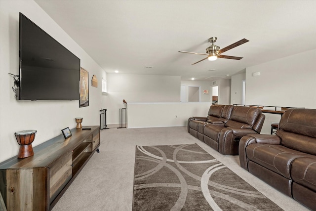 1145 Vernon Dr, Aubrey, TX 76227 - living area with carpet floors and a ceiling fan