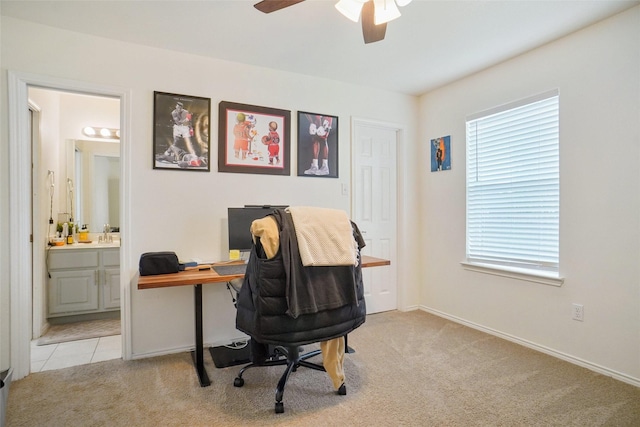 8652 Fernhill Dr, Fort Worth, TX 76123 - carpeted office with ceiling fan