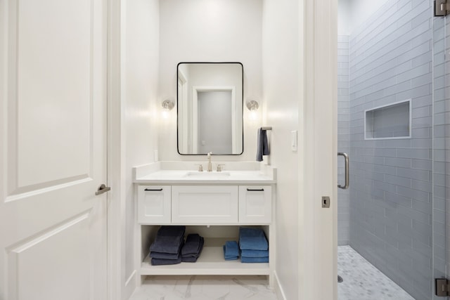 13736 Waterside Dr, Malakoff, TX 75148 - full bathroom featuring a shower stall, vanity, and baseboards
