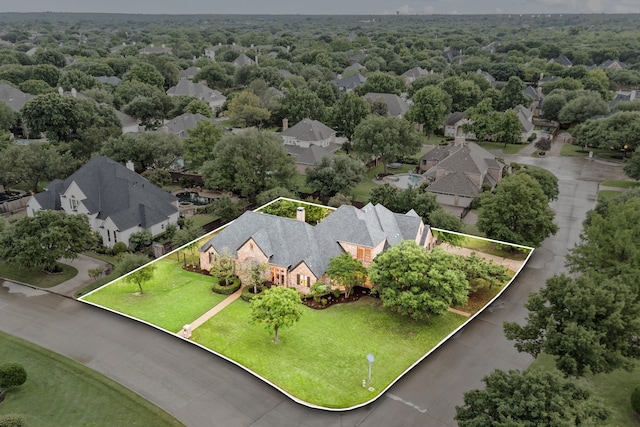 aerial view of residential area with property parcel outlined