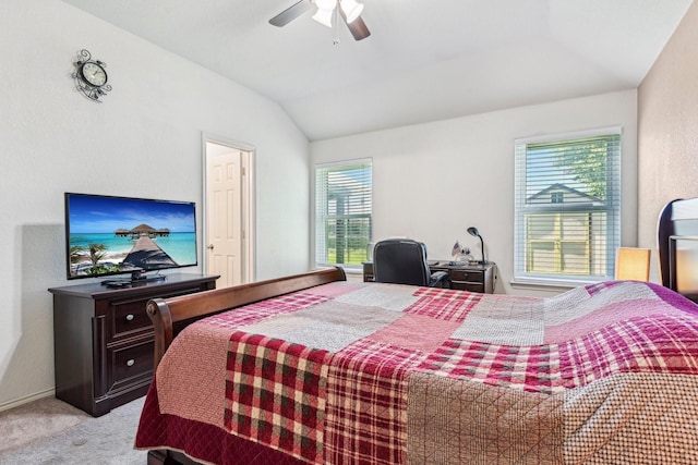 8833 Stirrup Way, Fort Worth, TX 76244 - bedroom featuring carpet flooring, vaulted ceiling, and ceiling fan