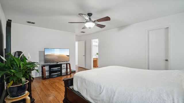 12712 Feathering Dr, Frisco, TX 75036 - bedroom featuring wood-type flooring and a ceiling fan