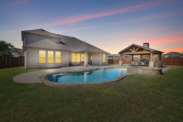 view of pool with a gazebo, a patio area, and a pool with connected hot tub