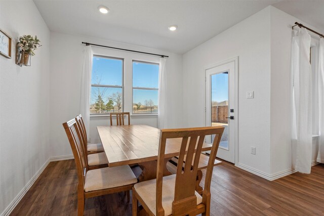 1420 Escondido Dr, Fort Worth, TX 76052 - dining room with dark wood-style floors, baseboards, and recessed lighting