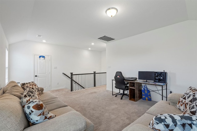 1420 Escondido Dr, Fort Worth, TX 76052 - office space featuring vaulted ceiling, carpet flooring, baseboards, and recessed lighting