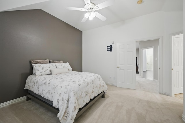 2099 Remington Ln, Frisco, TX 75033 - bedroom featuring lofted ceiling, light carpet, baseboards, and a ceiling fan