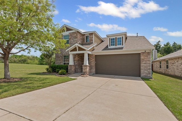 1744 Wildflower Ln, Wylie, TX 75098 - craftsman-style home featuring concrete driveway, a garage, a front yard, and a shingled roof