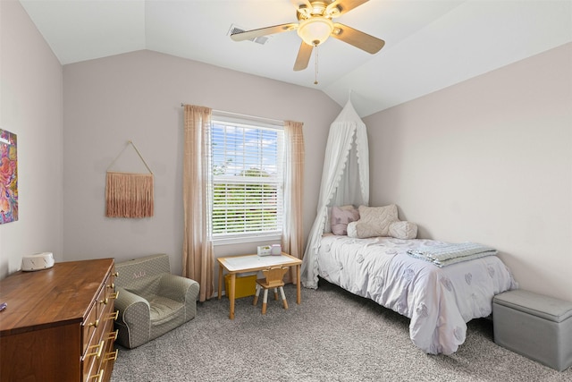 1744 Wildflower Ln, Wylie, TX 75098 - carpeted bedroom featuring vaulted ceiling and a ceiling fan