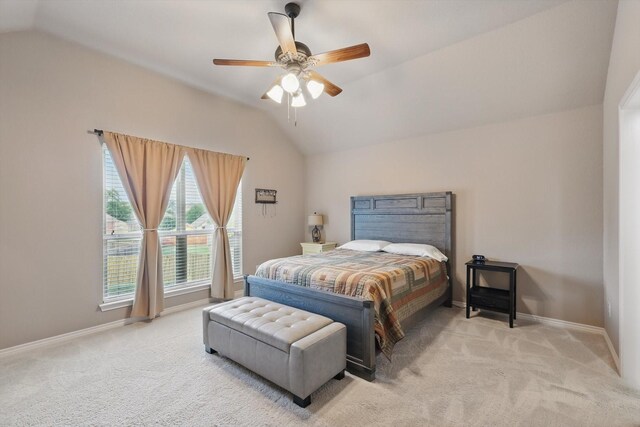 2134 Sagewood Dr, Weatherford, TX 76087 - bedroom featuring vaulted ceiling, carpet flooring, baseboards, and a ceiling fan