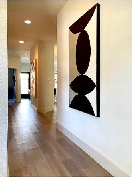 1967 Bayside St, Dallas, TX 75212 - hall featuring wood finished floors, baseboards, and recessed lighting