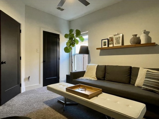 1967 Bayside St, Dallas, TX 75212 - carpeted living room featuring ceiling fan and baseboards