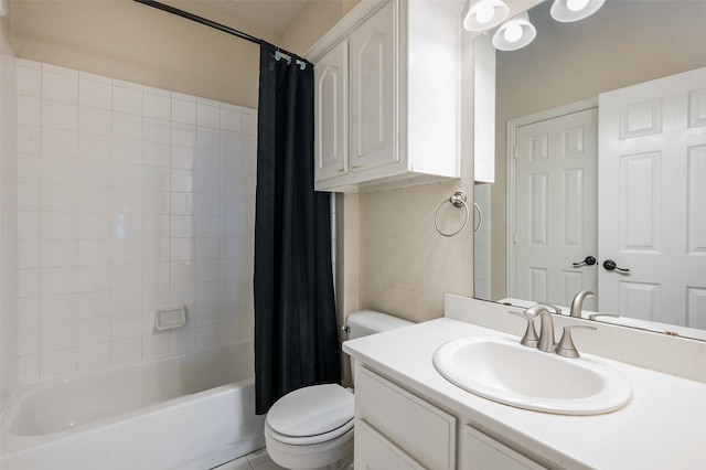 2713 Pasadena Pl, Flower Mound, TX 75022 - full bath with toilet, shower / tub combo with curtain, and vanity