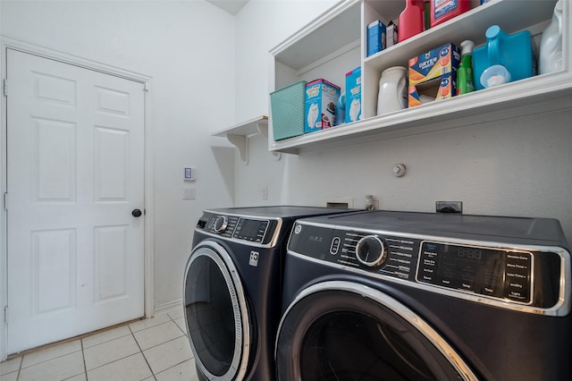 2713 Pasadena Pl, Flower Mound, TX 75022 - clothes washing area with washing machine and clothes dryer and light tile patterned floors