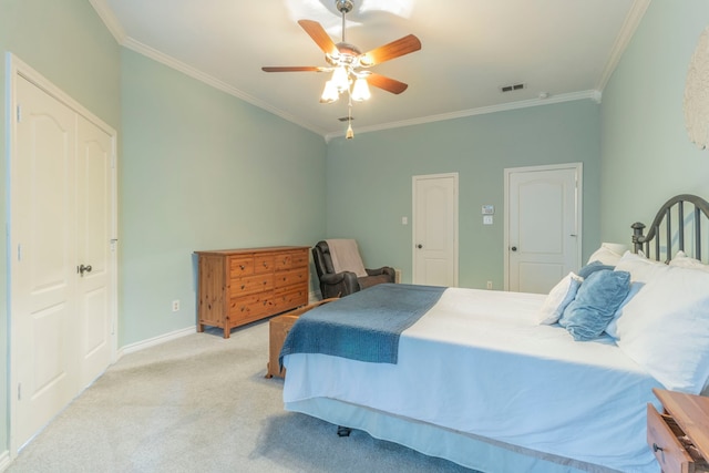 5428 Lake Powell Dr, Fort Worth, TX 76137 - bedroom featuring crown molding, carpet, baseboards, and a ceiling fan