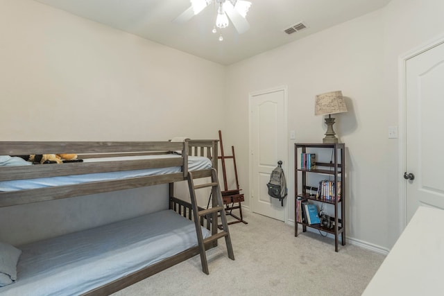 5428 Lake Powell Dr, Fort Worth, TX 76137 - bedroom featuring light carpet, ceiling fan, and baseboards