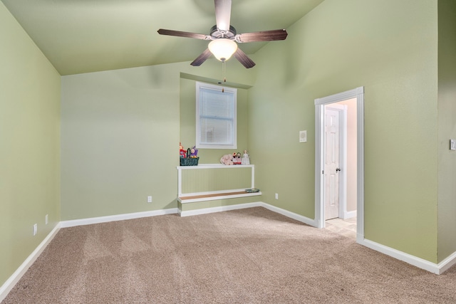 10080 Arvin Hill Rd, Aubrey, TX 76227 - carpeted empty room with lofted ceiling, a ceiling fan, and baseboards