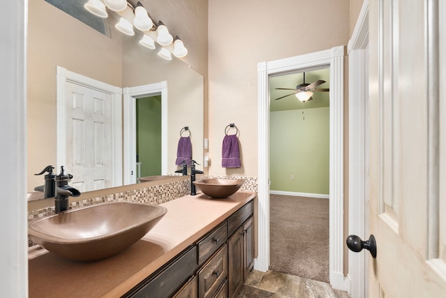 10080 Arvin Hill Rd, Aubrey, TX 76227 - full bathroom featuring ceiling fan and double vanity