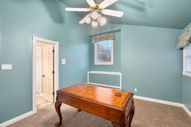10080 Arvin Hill Rd, Aubrey, TX 76227 - carpeted home office featuring a ceiling fan and baseboards