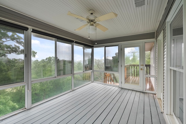 10080 Arvin Hill Rd, Aubrey, TX 76227 - unfurnished sunroom featuring ceiling fan and healthy amount of natural light